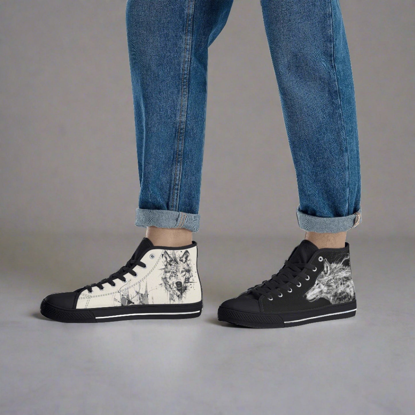 Wolf Whisper High Top Canvas Shoes - Men
