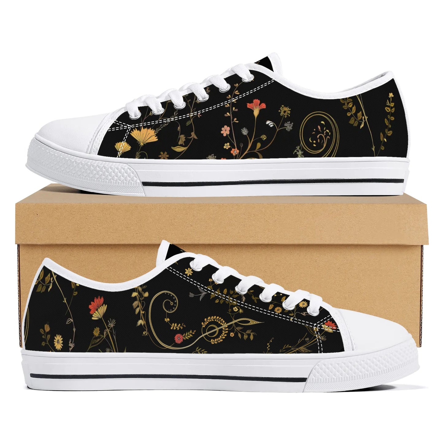 Floral Harmony Low Top Canvas Shoes - Women