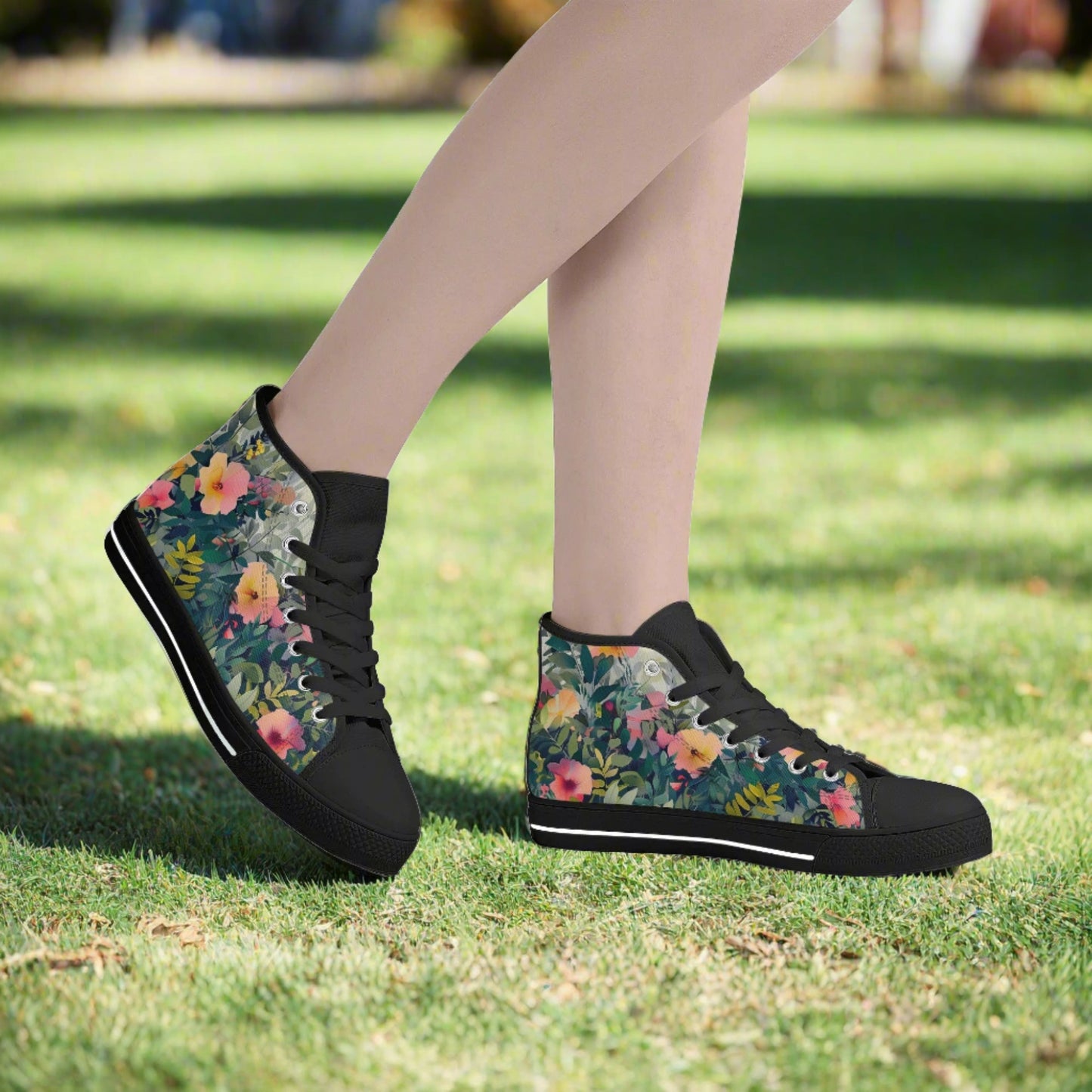 Garden Bloom High Top Canvas Shoes - Women