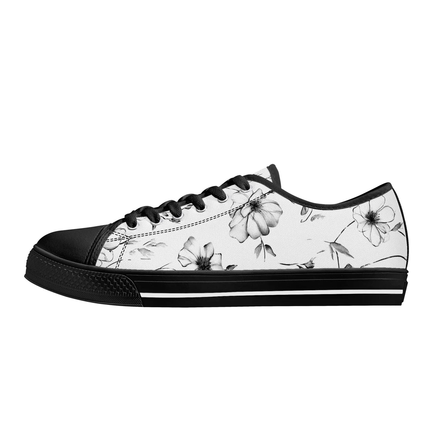 Noir Bloom Low Top Canvas Shoes - Women