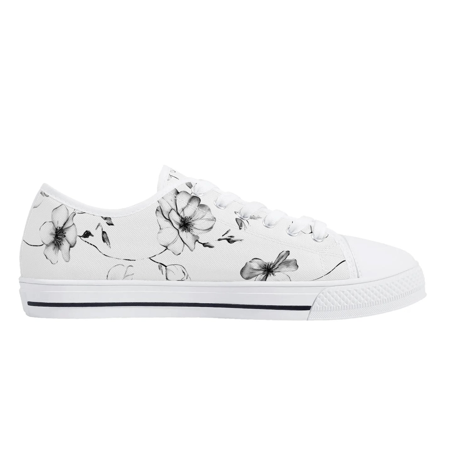 Noir Bloom Low Top Canvas Shoes - Women