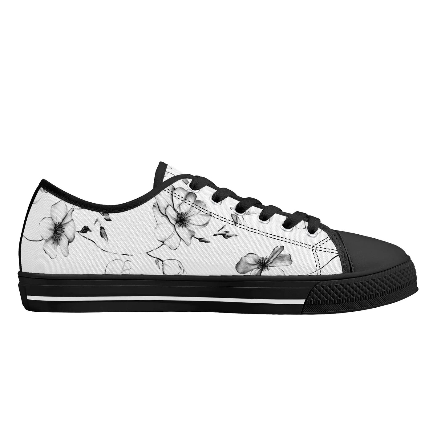 Noir Bloom Low Top Canvas Shoes - Women