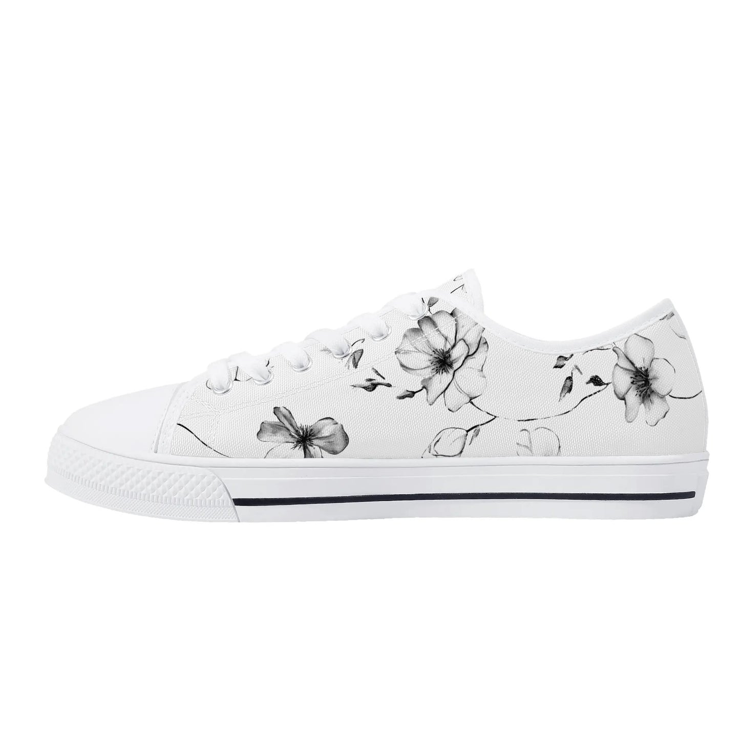 Noir Bloom Low Top Canvas Shoes - Women