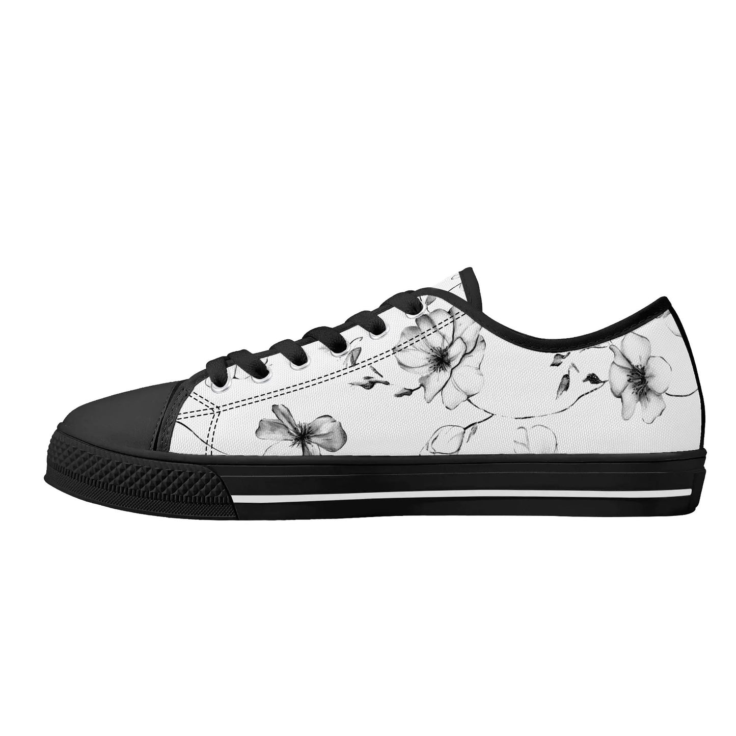 Noir Bloom Low Top Canvas Shoes - Women