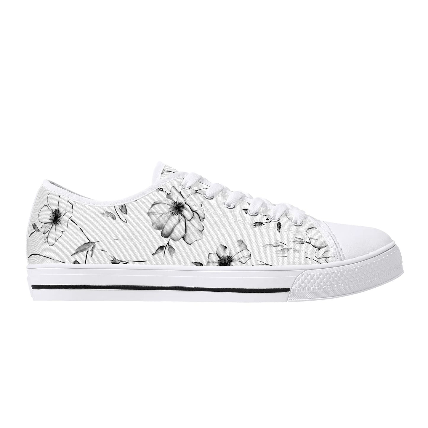 Noir Bloom Low Top Canvas Shoes - Women