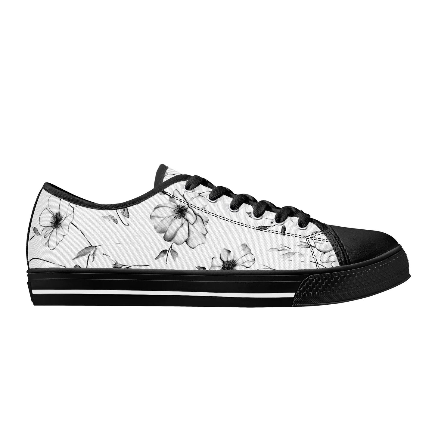 Noir Bloom Low Top Canvas Shoes - Women