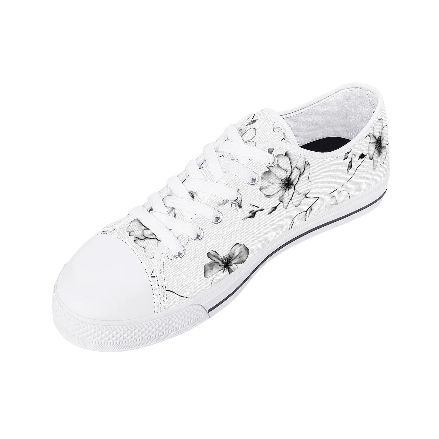 Noir Bloom Low Top Canvas Shoes - Women