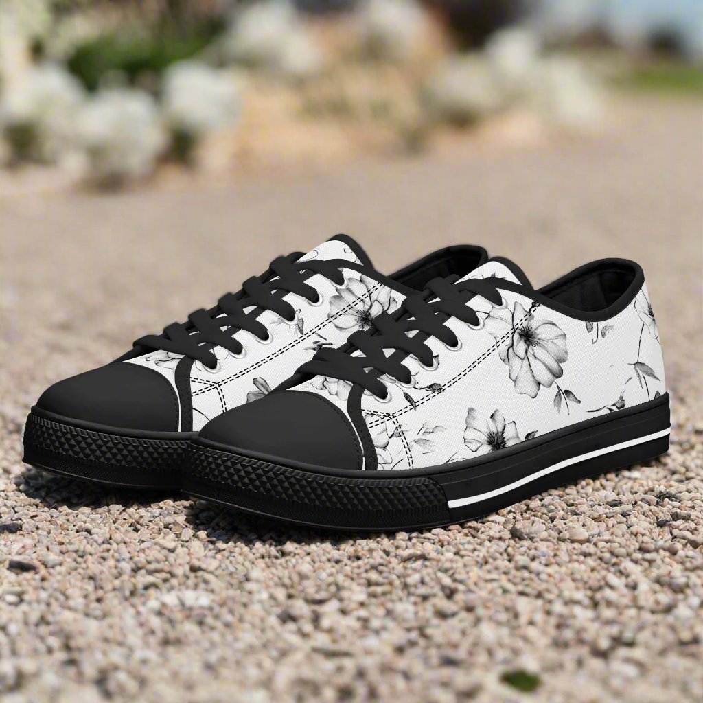 Noir Bloom Low Top Canvas Shoes - Women