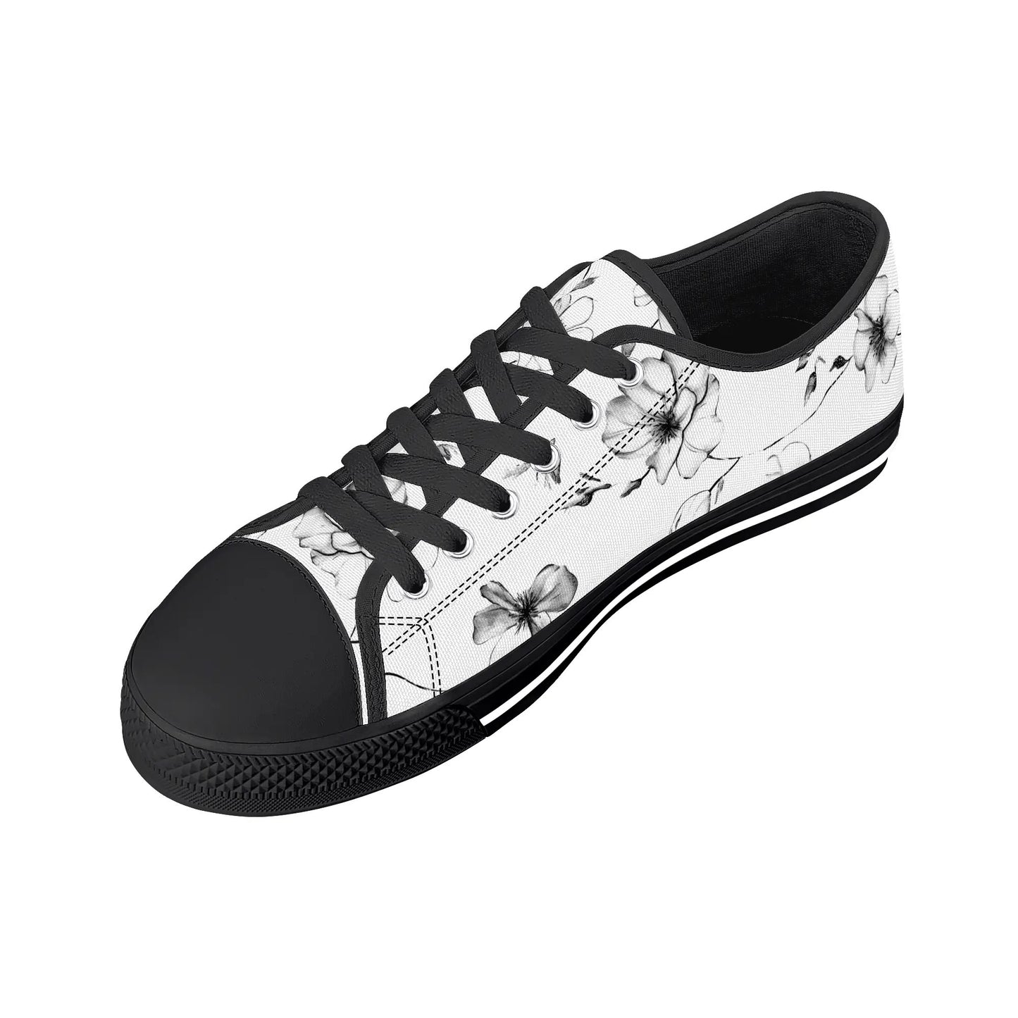 Noir Bloom Low Top Canvas Shoes - Women