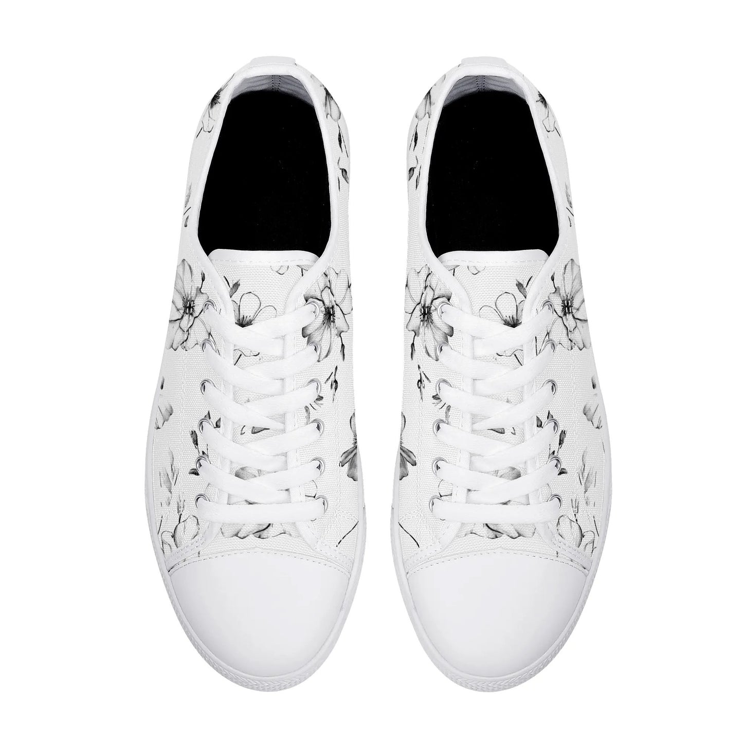 Noir Bloom Low Top Canvas Shoes - Women