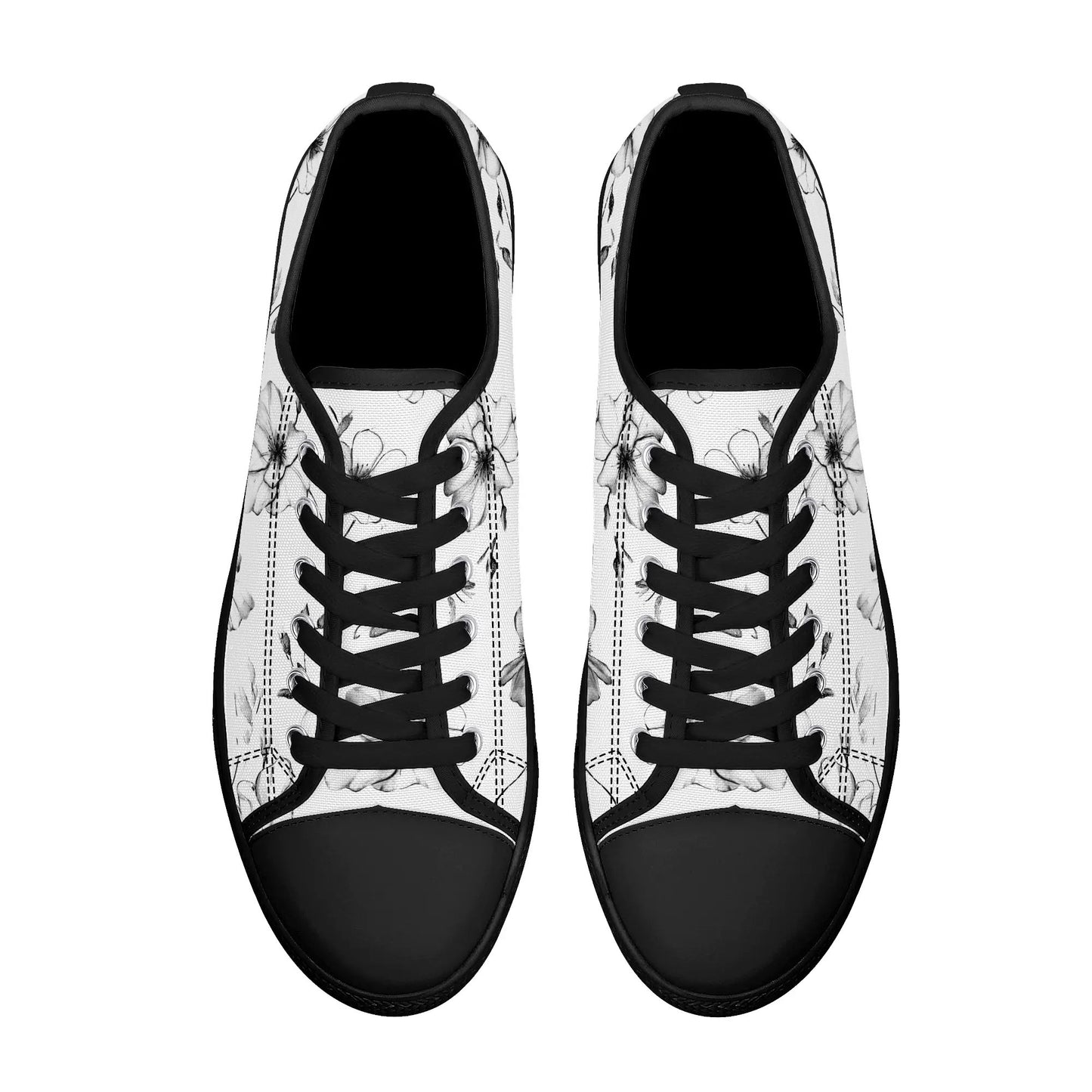 Noir Bloom Low Top Canvas Shoes - Women