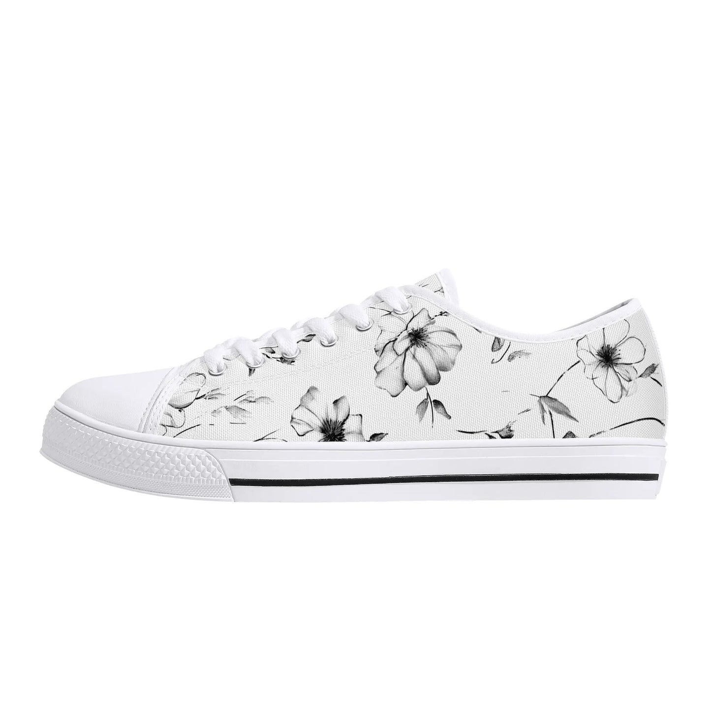 Noir Bloom Low Top Canvas Shoes - Women