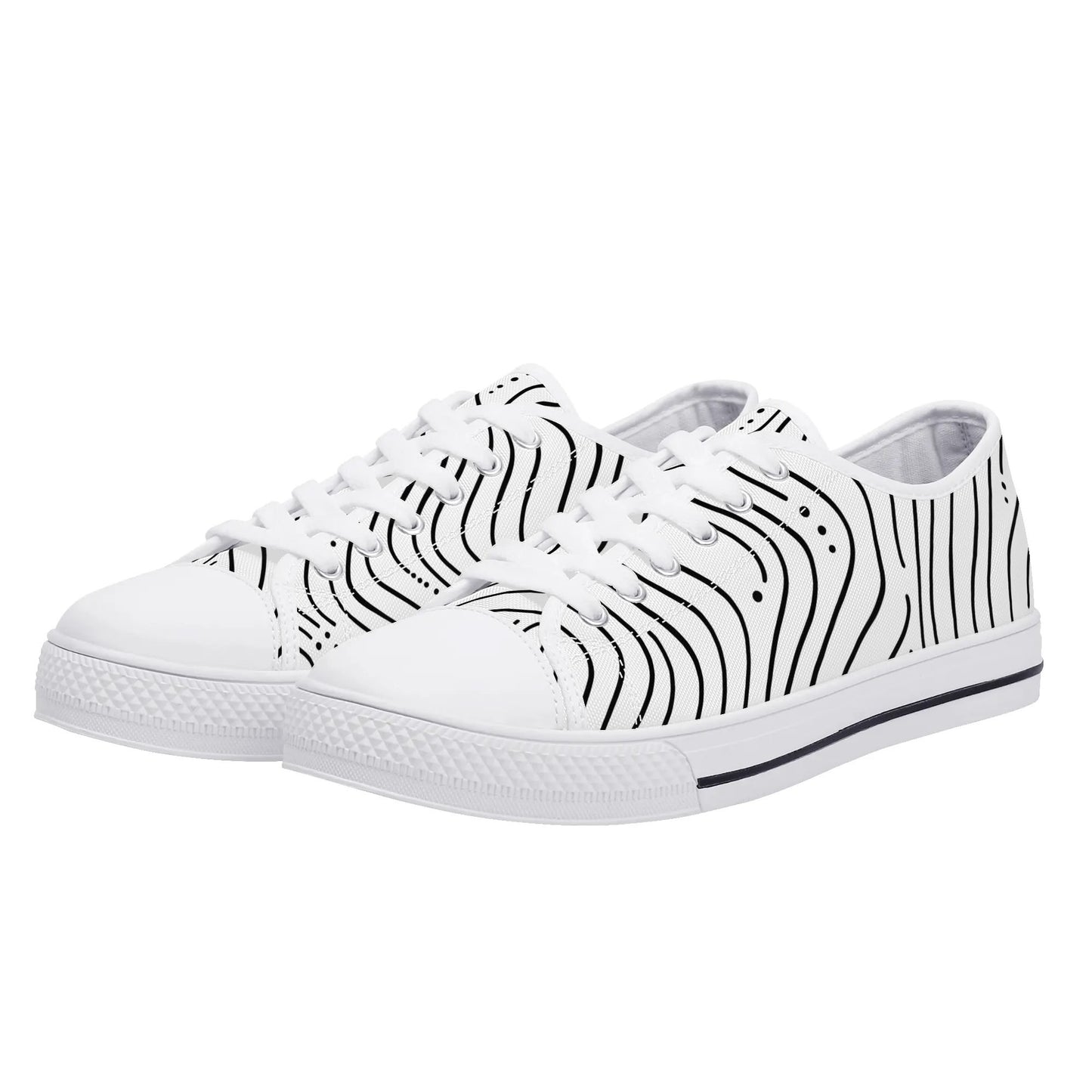 Zebra Waves Low Top Canvas Shoes - Women