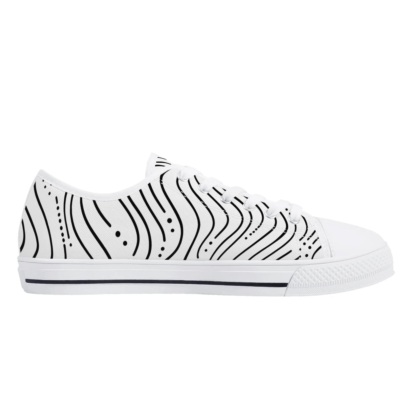 Zebra Waves Low Top Canvas Shoes - Women