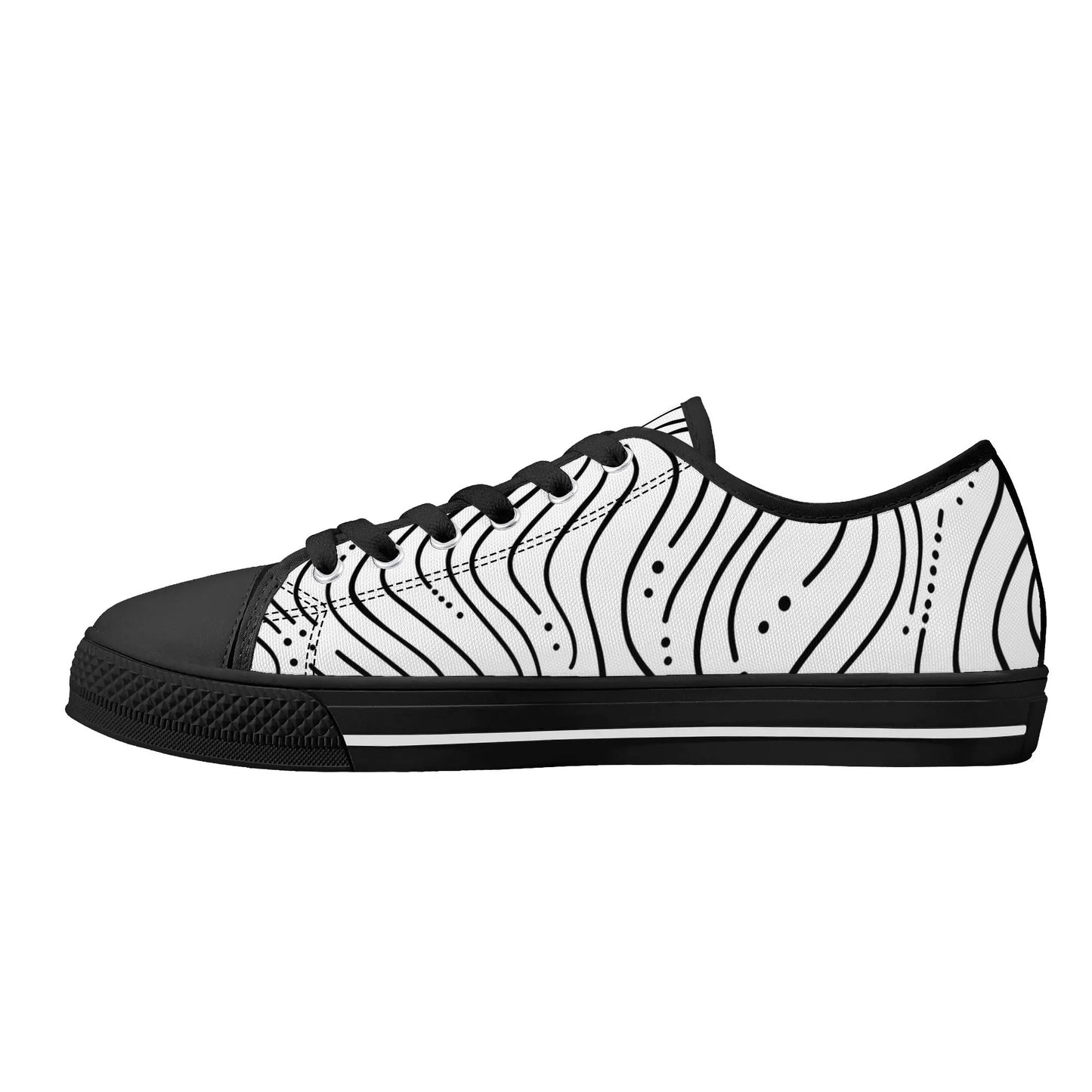 Zebra Waves Low Top Canvas Shoes - Women