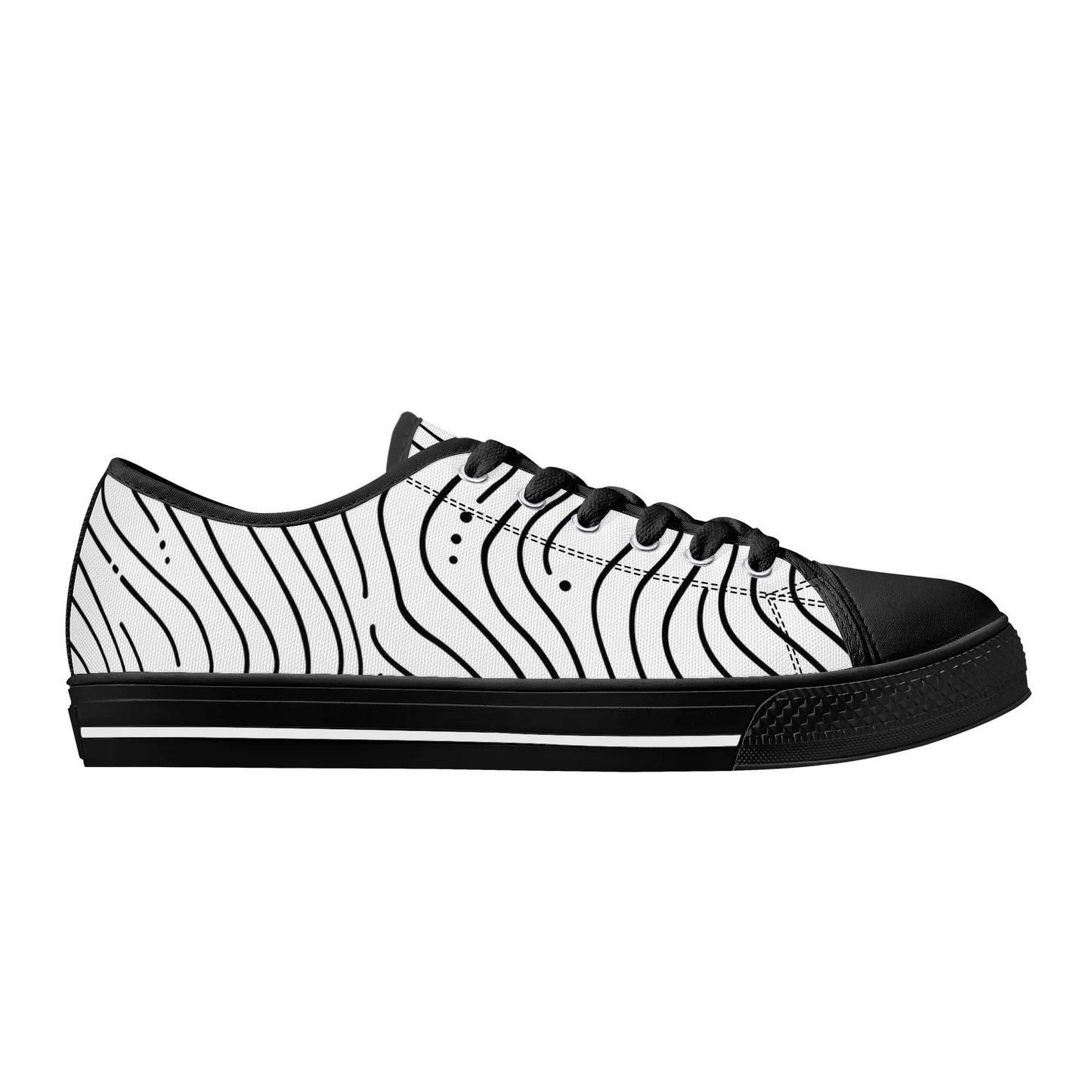 Zebra Waves Low Top Canvas Shoes - Women