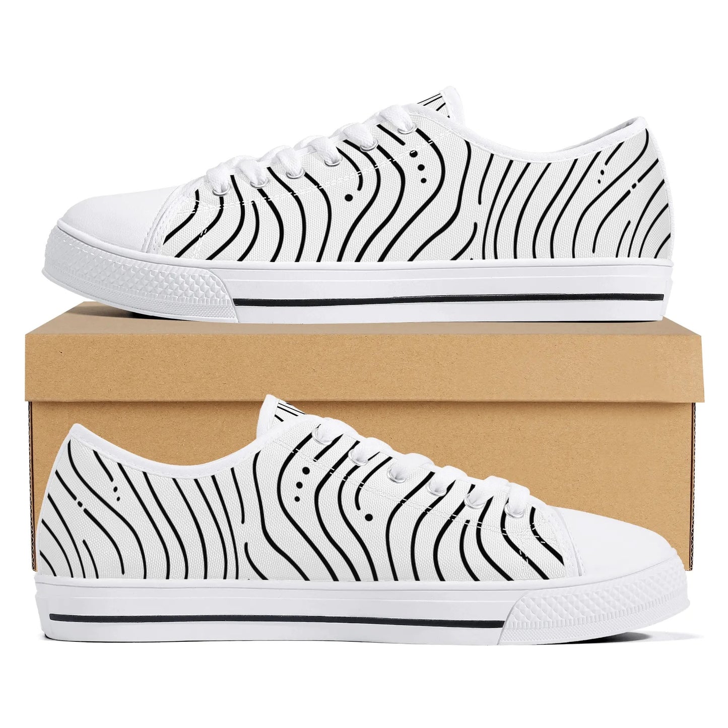 Zebra Waves Low Top Canvas Shoes - Women