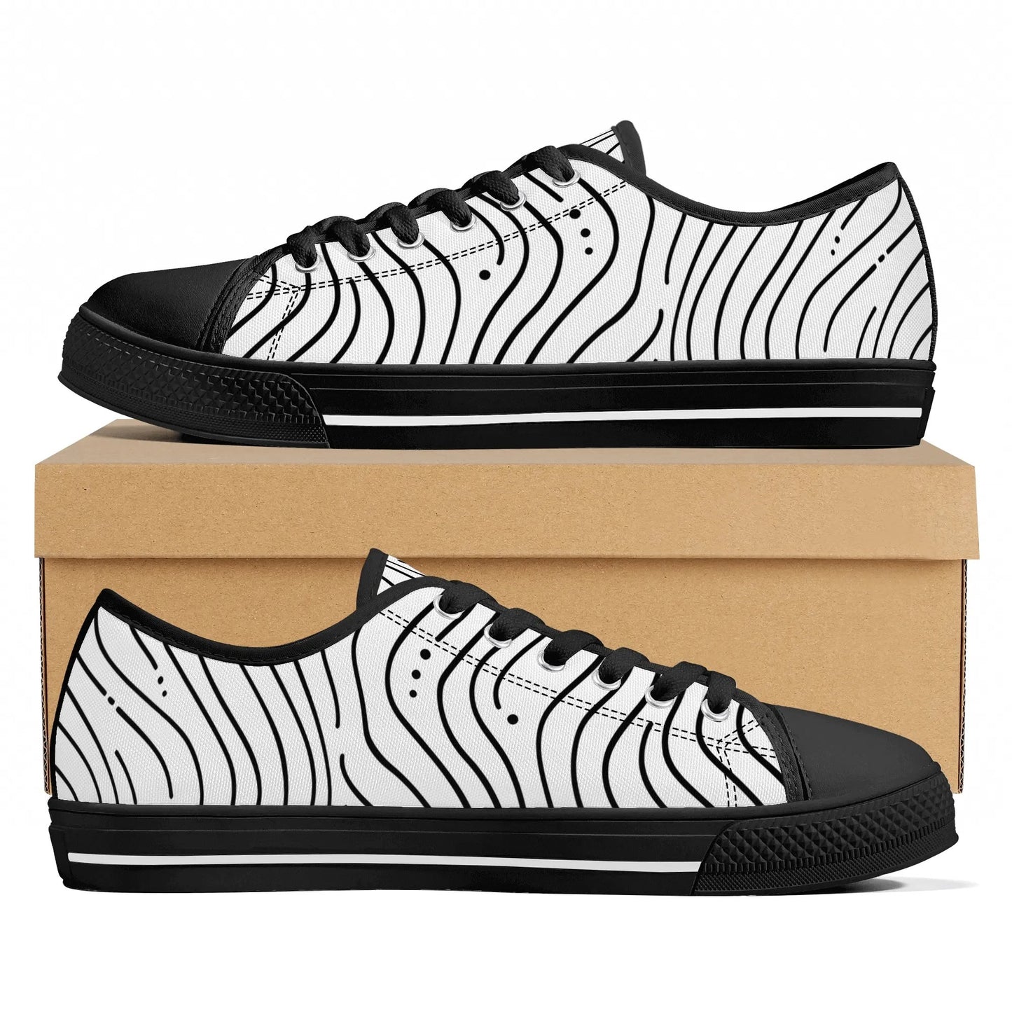 Zebra Waves Low Top Canvas Shoes - Women