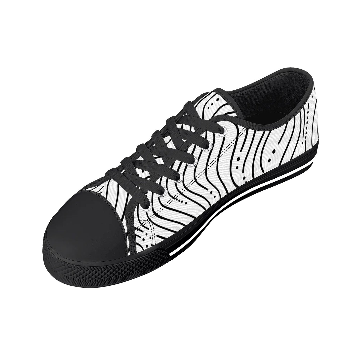 Zebra Waves Low Top Canvas Shoes - Women