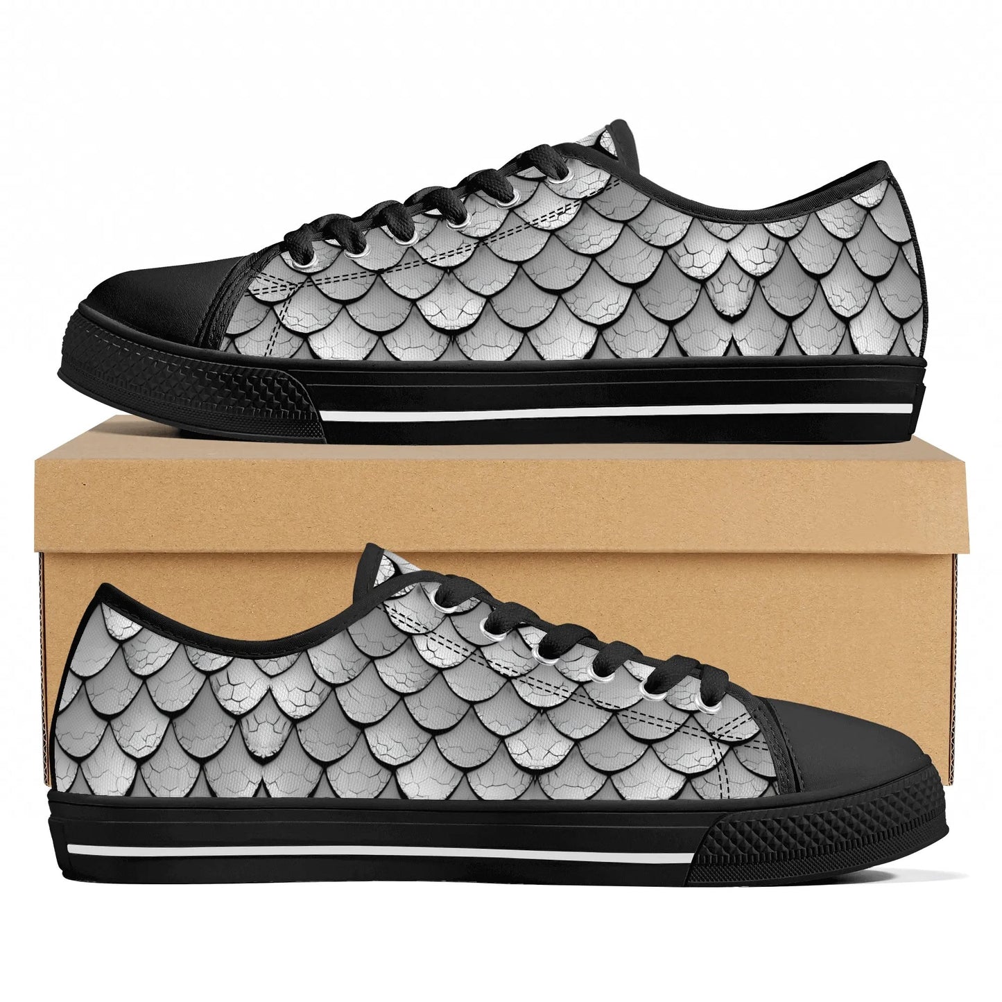 Silver Scales Low Top Canvas Shoes - Women