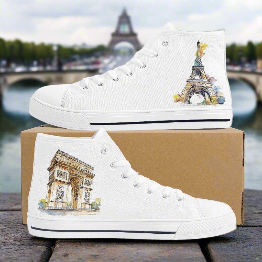 Parisian Panorama Minimal High Top Canvas Shoes - Men
