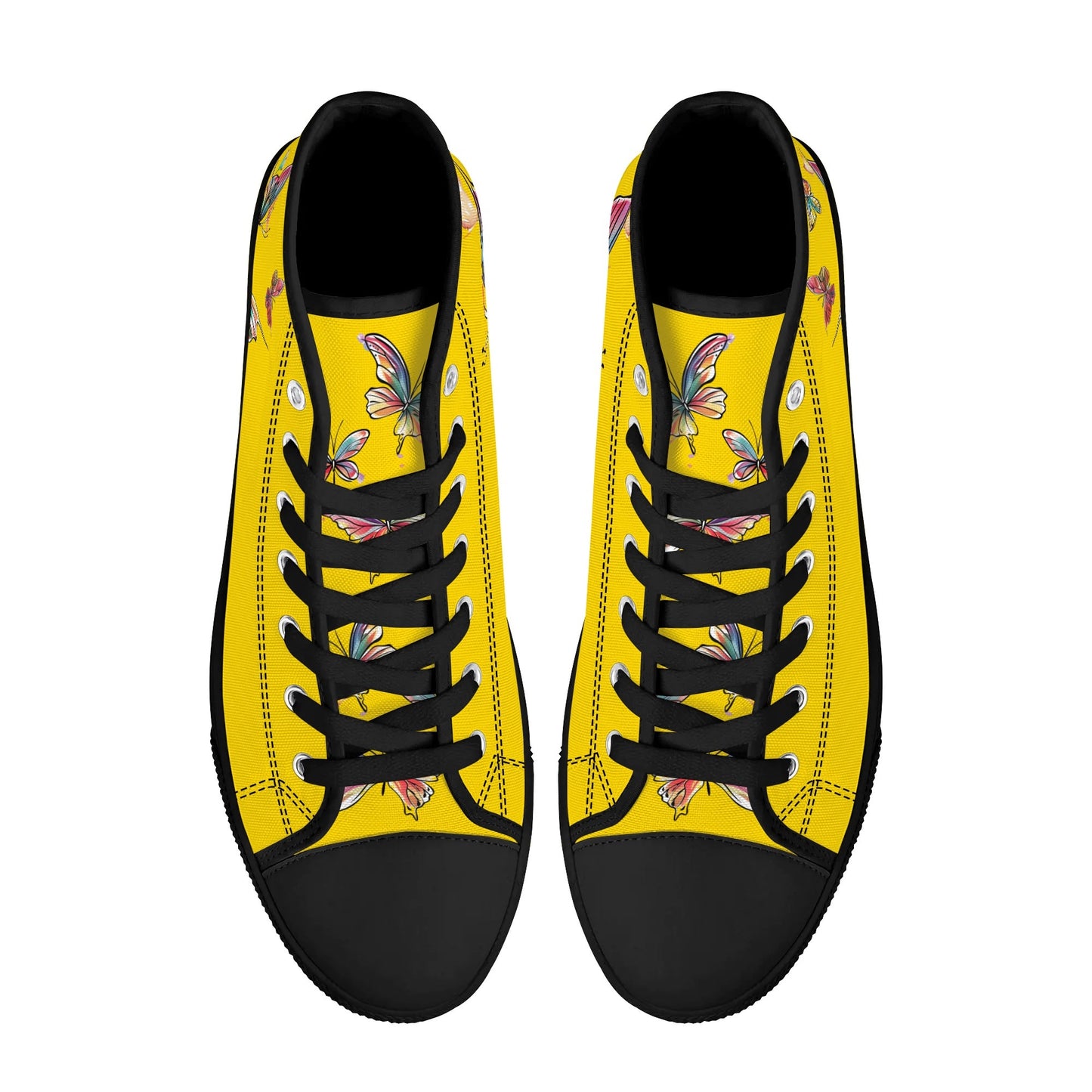 Yellow Monarch High Top Canvas Shoes - Women