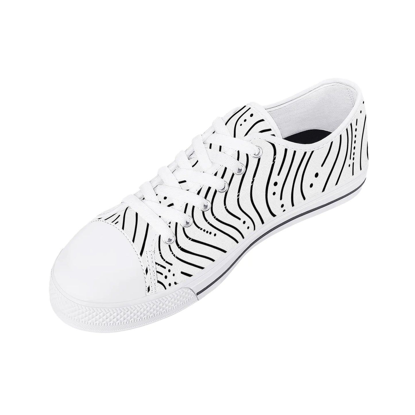 Zebra Waves Low Top Canvas Shoes - Women