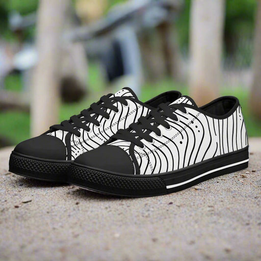 Zebra Waves Low Top Canvas Shoes - Women